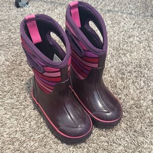 Bogs Kids Waterproof Boots in Purple and Pink Stripe